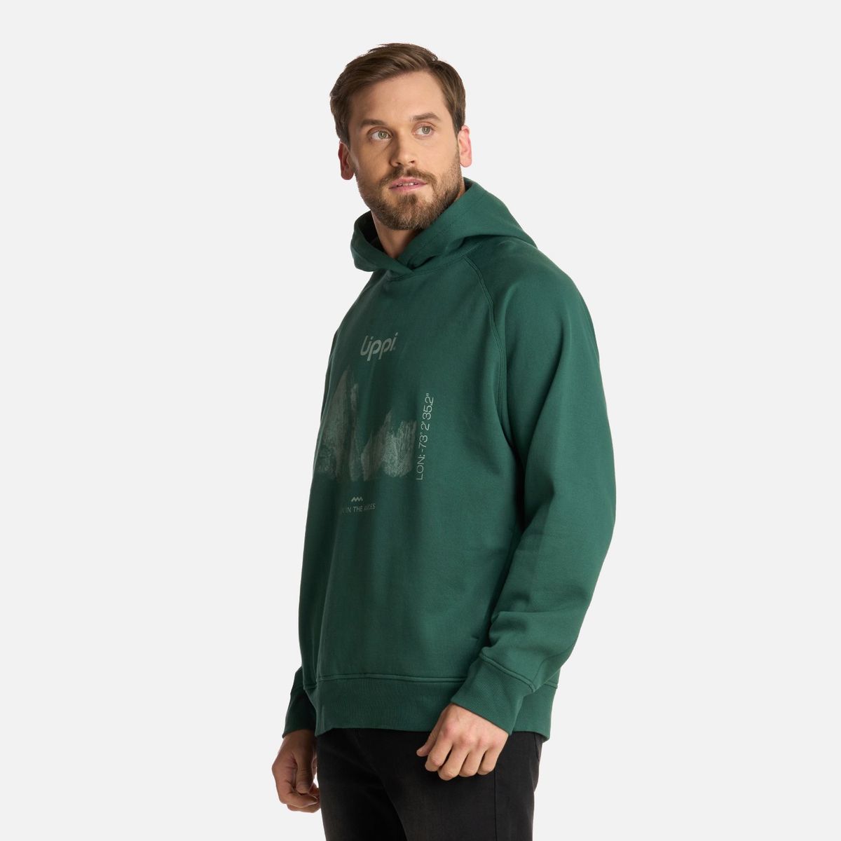 LIPPI - Polerón Hombre Insigne Hoody Sweatshirt Front Print Verde Botella Lippi