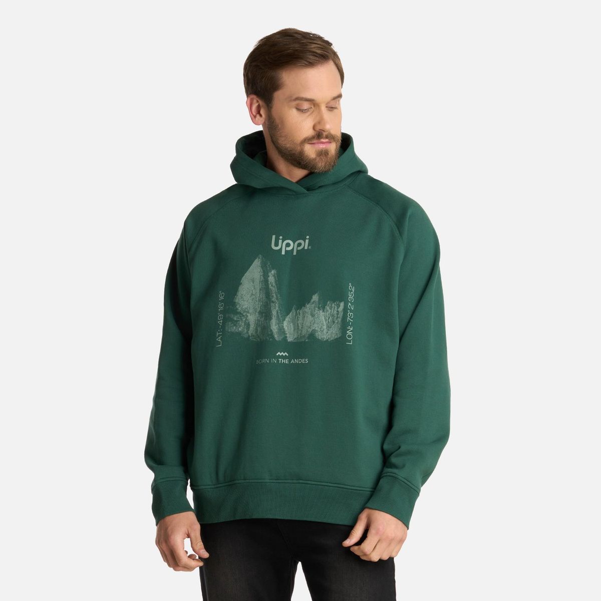 LIPPI - Polerón Hombre Insigne Hoody Sweatshirt Front Print Verde Botella Lippi