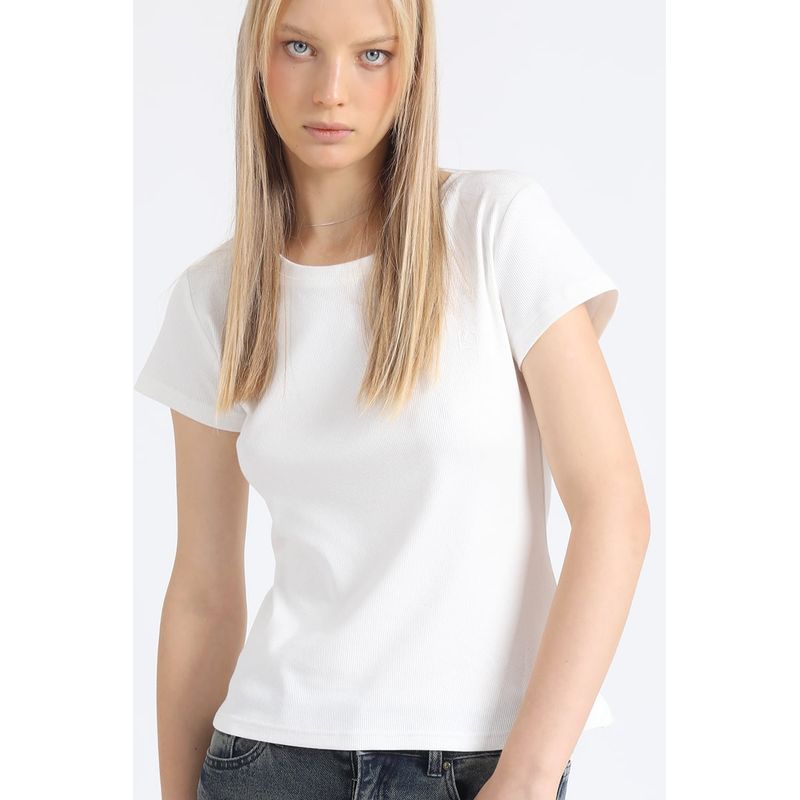 LIOLA - Polera Basica Algodón Ribb, Crudo Liola