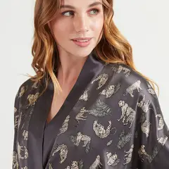 BARBIZON - Bata de Mujer Mini Satin Charcoal
