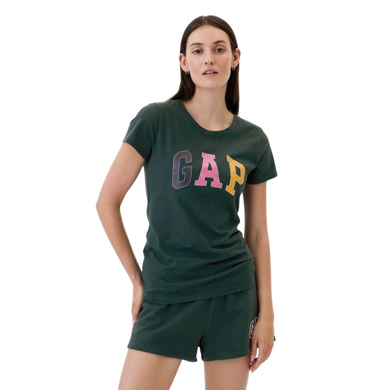 GAP - Polera Logo Manga Corta Mujer Verde_.