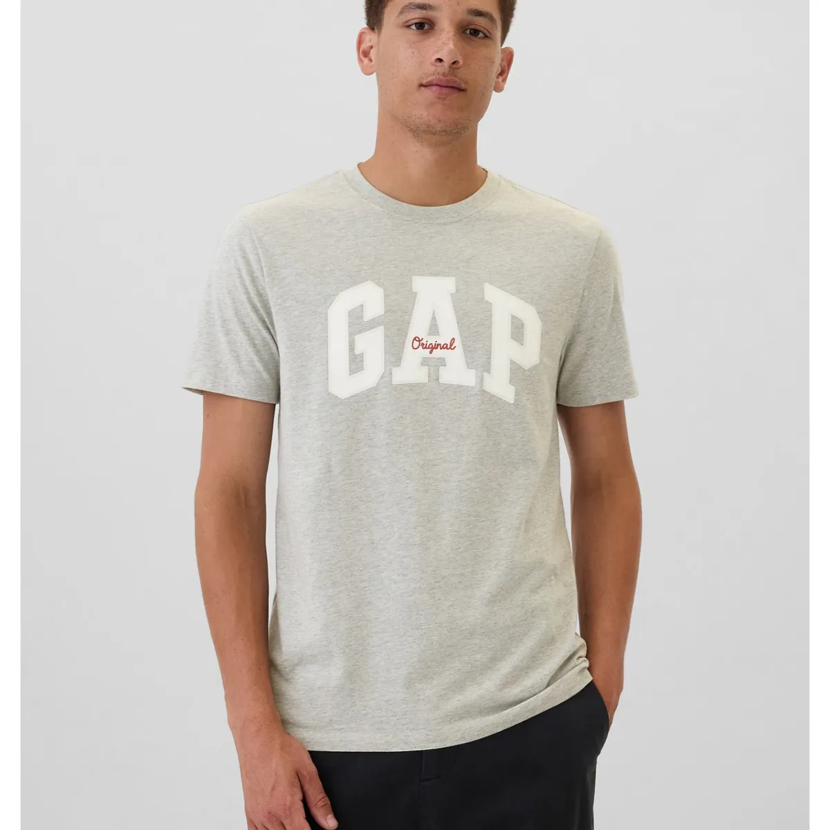 GAP - Polera Logo Manga Corta Hombre Gris