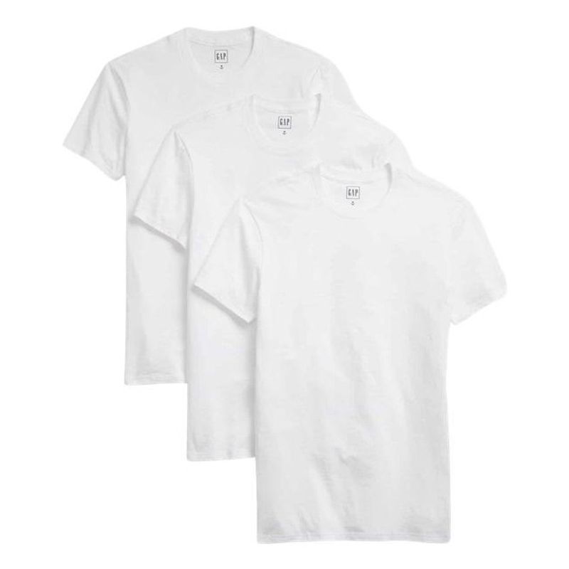 GAP - Poleras Pack De 3 Manga Corta Hombre Blanco