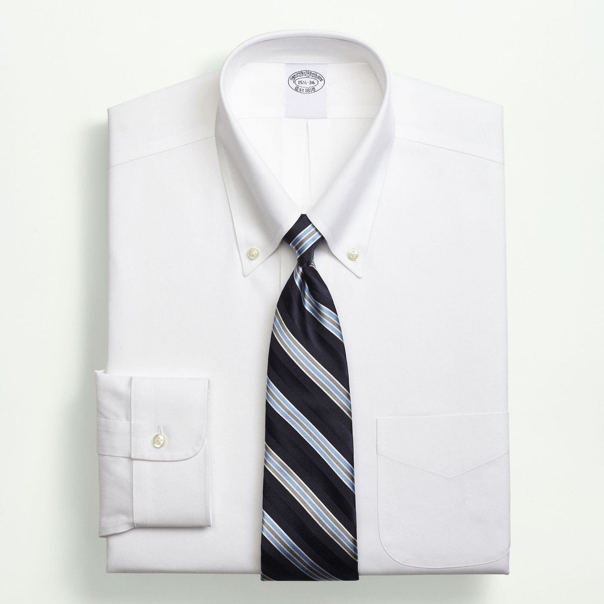 BROOKS BROTHERS - Camisa Cotton Pinpoint Slim Non-Iron Down Blanco