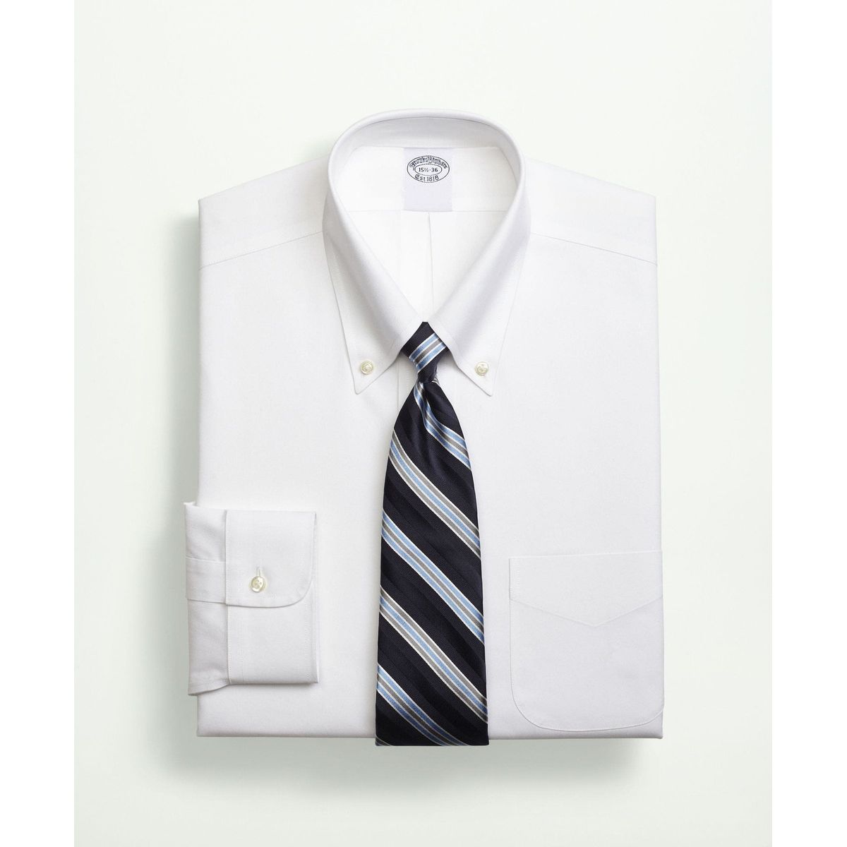 BROOKS BROTHERS - Camisa Cotton Pinpoint Slim Non-Iron Down Blanco