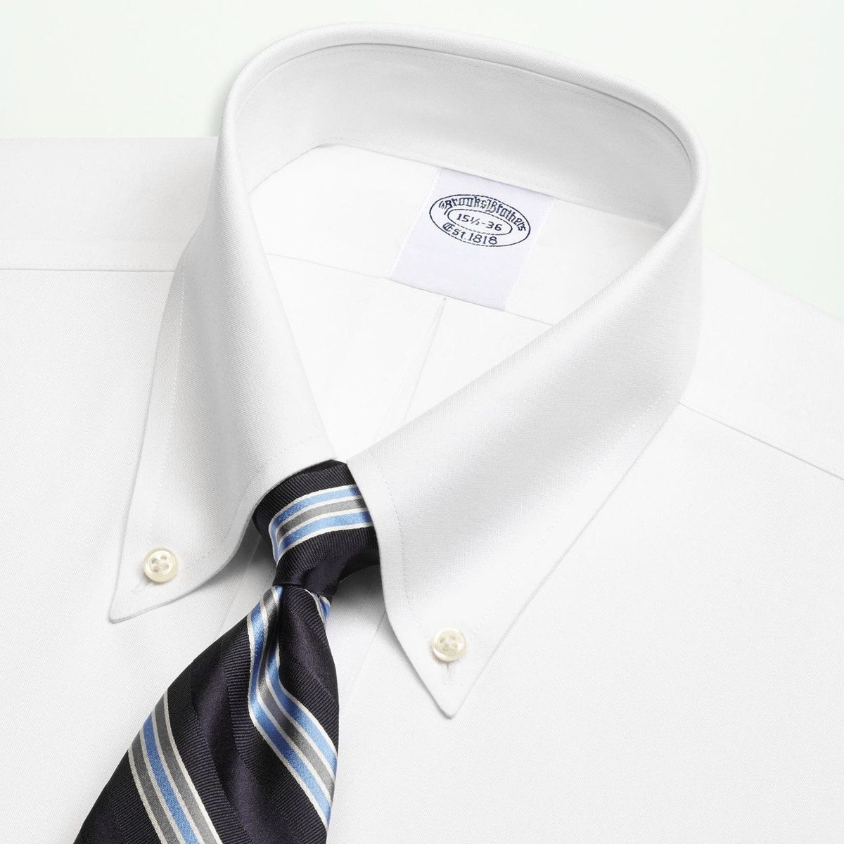BROOKS BROTHERS - Camisa Cotton Pinpoint Slim Non-Iron Down Blanco
