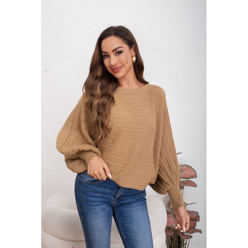 MPROPIA - Sweater Mujer Manga Murciélago Trenzado Otoño Invierno 5065_.