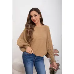 MPROPIA - Sweater Mujer Manga Murciélago Trenzado Otoño Invierno 5065_.