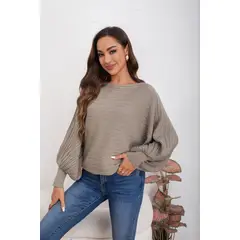 MPROPIA - Sweater Mujer Manga Murciélago Trenzado Otoño Invierno 5065_.