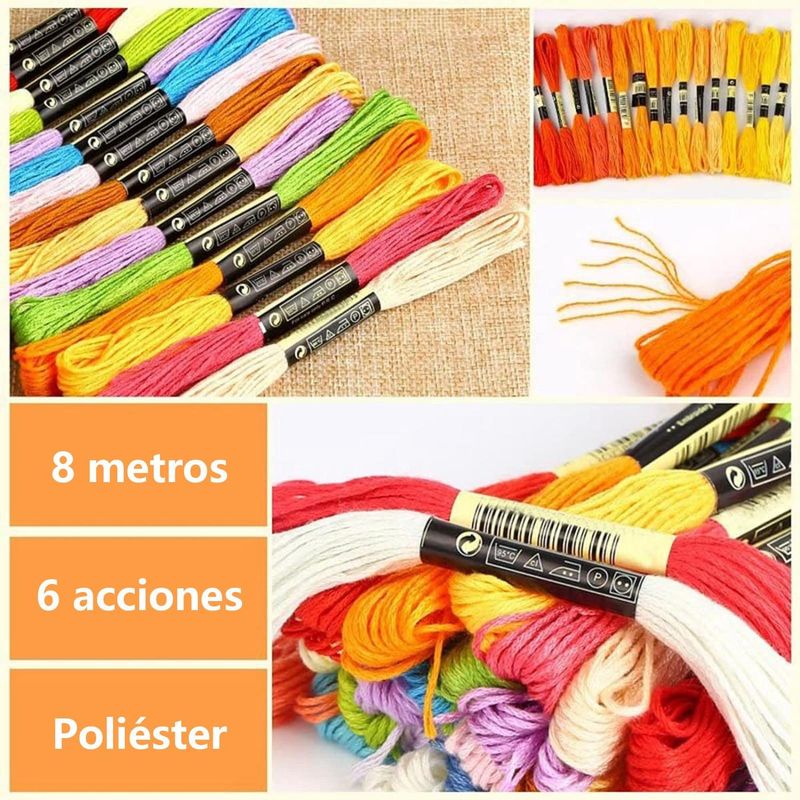 GENERICO - Set de Hilos de Bordar de 200 Colores con Accesorios Incluidos
