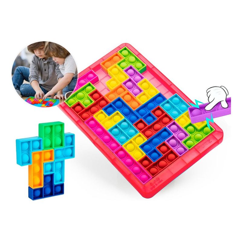 GENERICO - Rompecabezas Pop It Tetris Rojo para Diversión Familiar