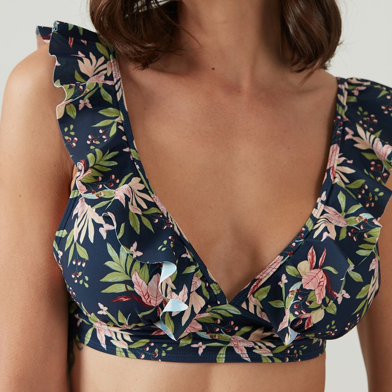 BARBIZON - Top Bikini Mujer Elisa Azul Estampado