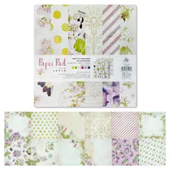 GENERICO - Block Paper Pad Papel Scrapbooking 24 Hojas 12 Diseños 25.5x25.5cm Flores Plantas