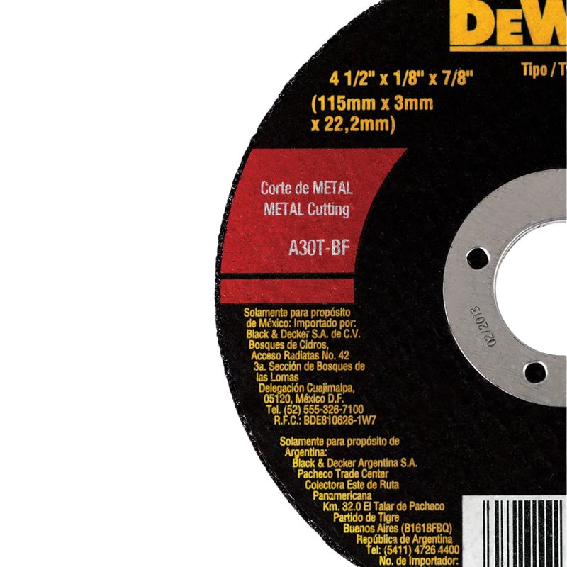 DEWALT - Pack 50 Disco Abrasivo Corte Metal 4-1/2  Dewalt Dw44530 X50