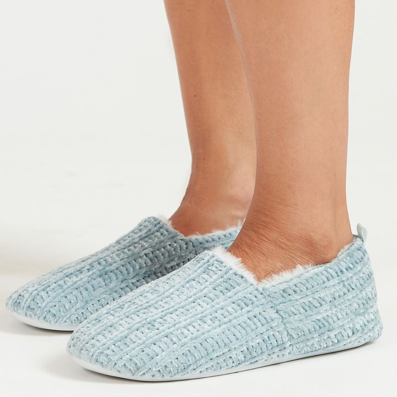BARBIZON - Pantufla de Mujer Zapatilla Chenille Celeste
