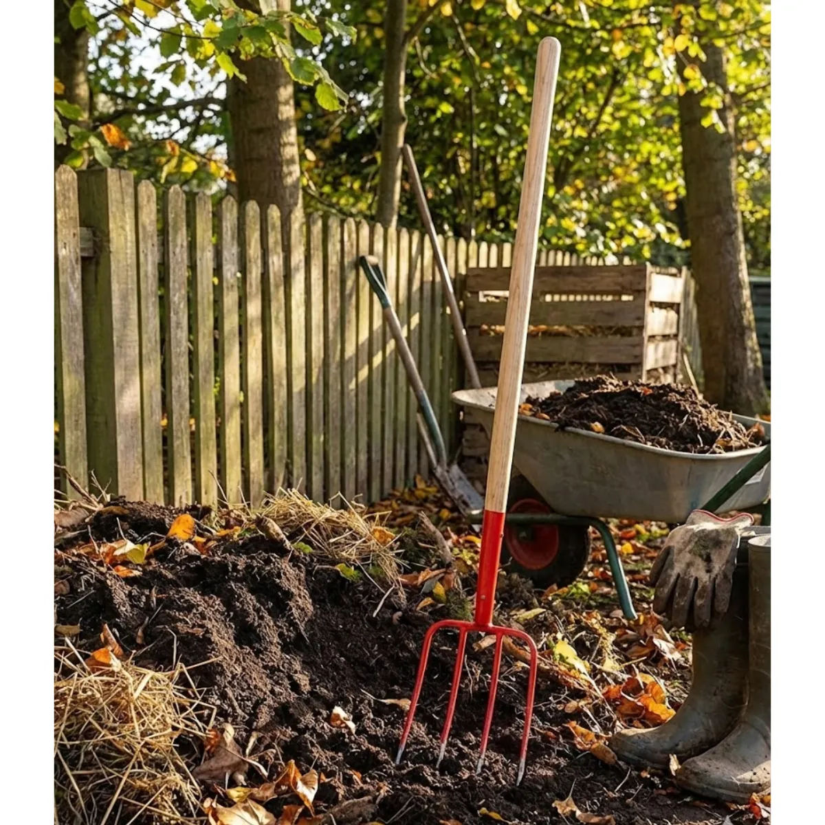 GENERICO - HORQUETA 4 GANCHOS CON MANGO DE MADERA 1.2MT-MIMBRAL