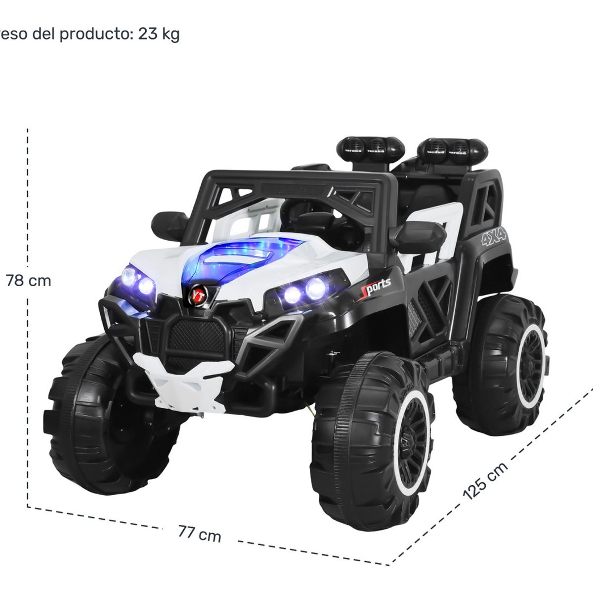 LITTLE MONKEY - Montable Buggy Eléctrico Luces Música Y Control  Blanco