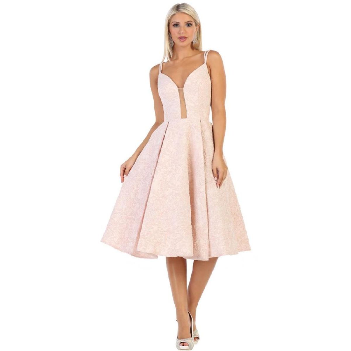 UNIQUE - VESTIDO MEDIO M7699 ROSADO - Rosa