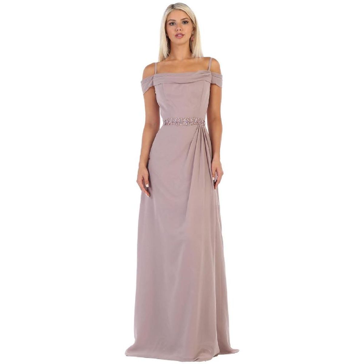 UNIQUE - VESTIDO LARGO L1611 PLALO DE ROSA - Palo Rosa