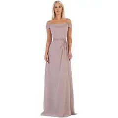 UNIQUE - VESTIDO LARGO L1611 PLALO DE ROSA - Palo Rosa