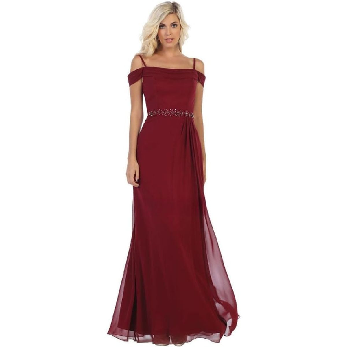 UNIQUE - VESTIDO LARGO L1611 BURDEO - Burdeos
