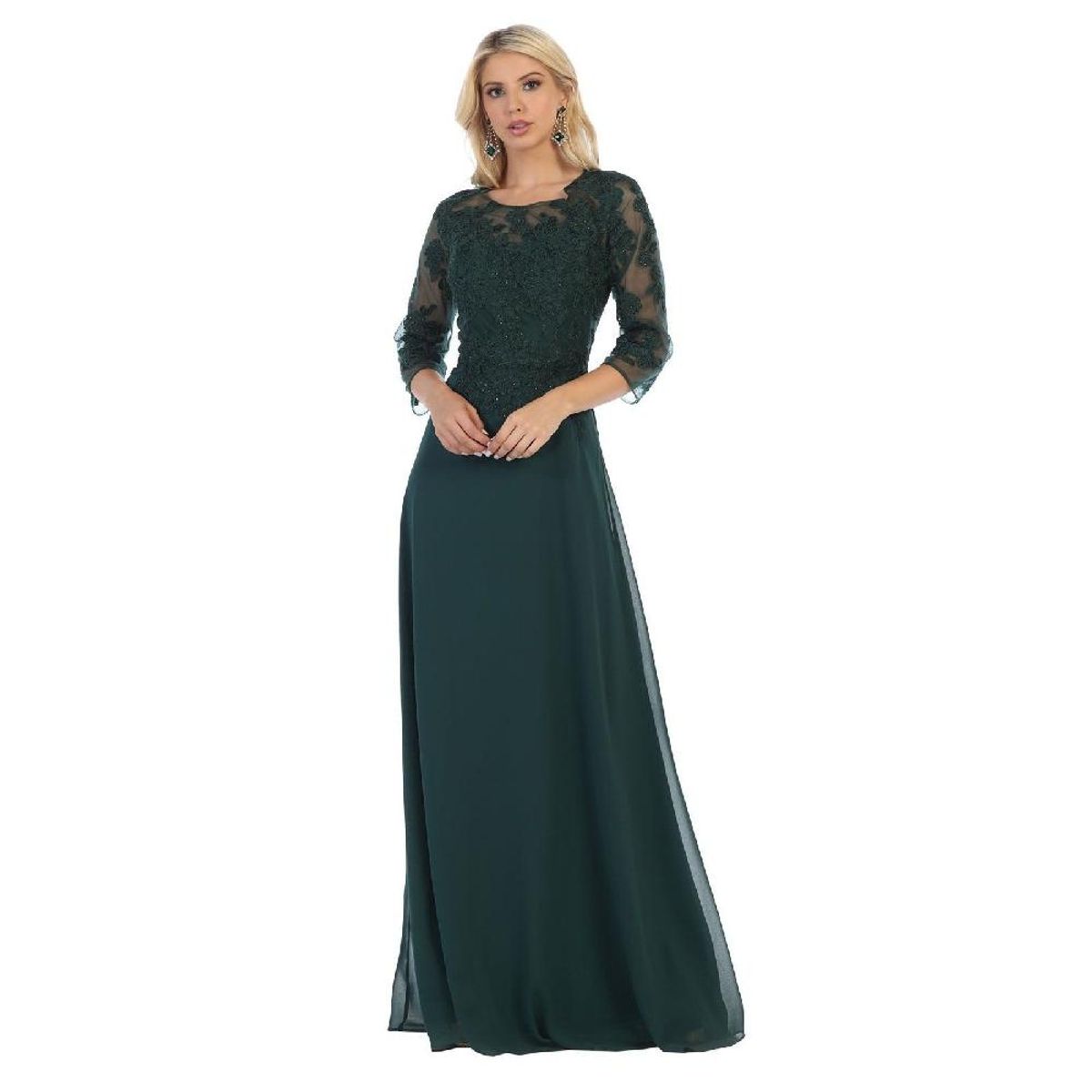 UNIQUE - VESTIDO LARGO L1637 VERDE ESMERALDA - Esmeralda