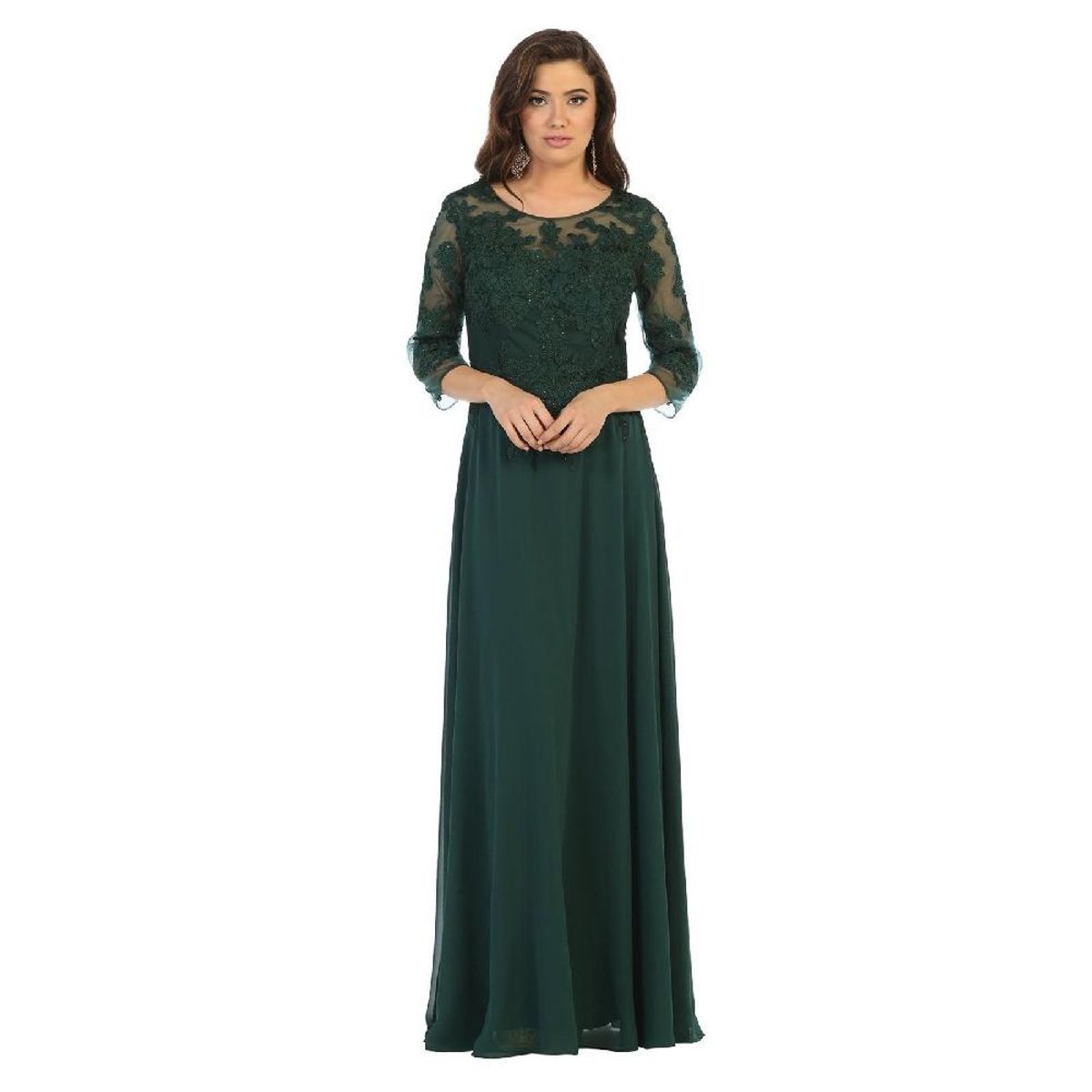 UNIQUE - VESTIDO LARGO L1637 VERDE ESMERALDA - Esmeralda