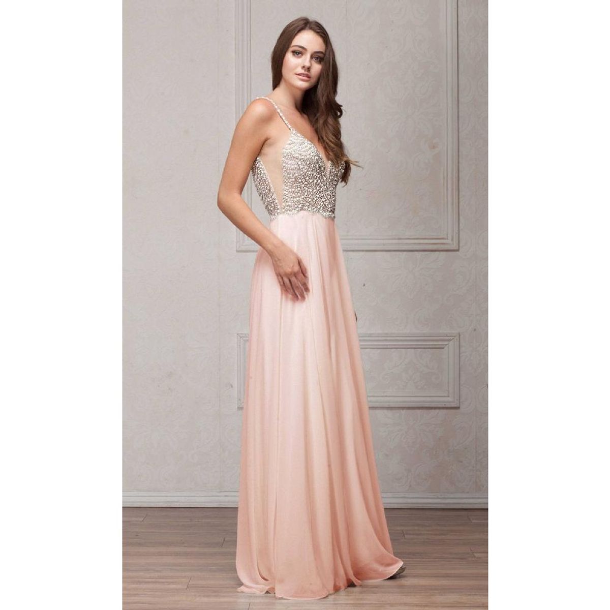 UNIQUE - VESTIDO LARGO DE FIESTA L570 ROSADO - Rosa