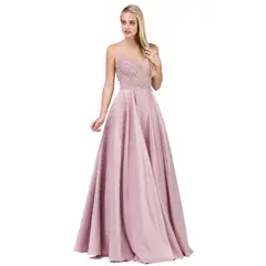 UNIQUE - VESTIDO DE FIESTA LARGO L2459 ROSADO - Rosa