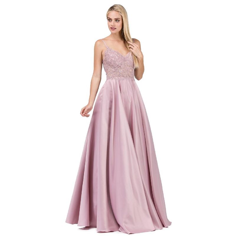 UNIQUE - VESTIDO DE FIESTA LARGO L2459 ROSADO - Rosa