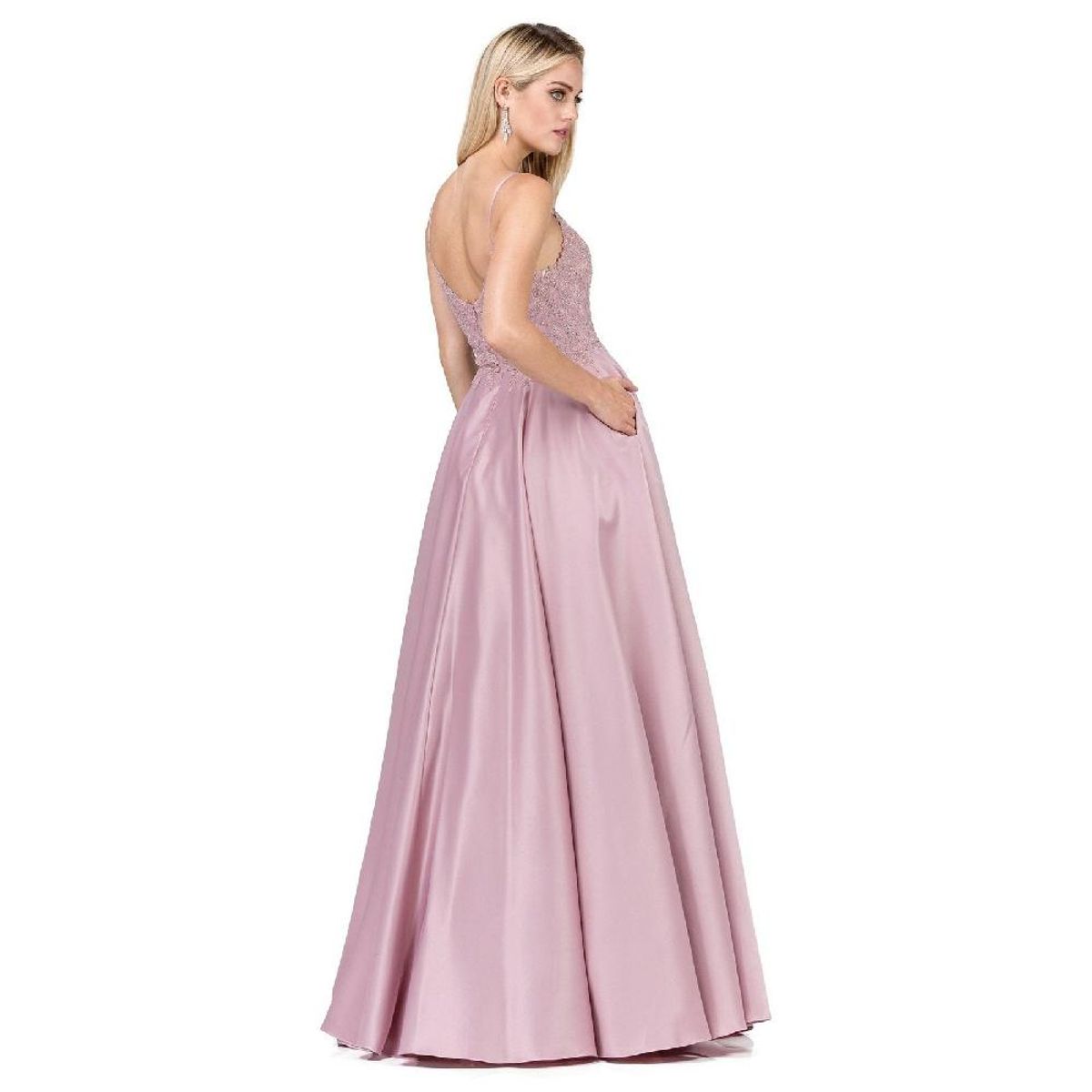 UNIQUE - VESTIDO DE FIESTA LARGO L2459 ROSADO - Rosa