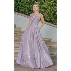 UNIQUE - VESTIDO DE FIESTA LARGO L4261 ROSADO - Rosa