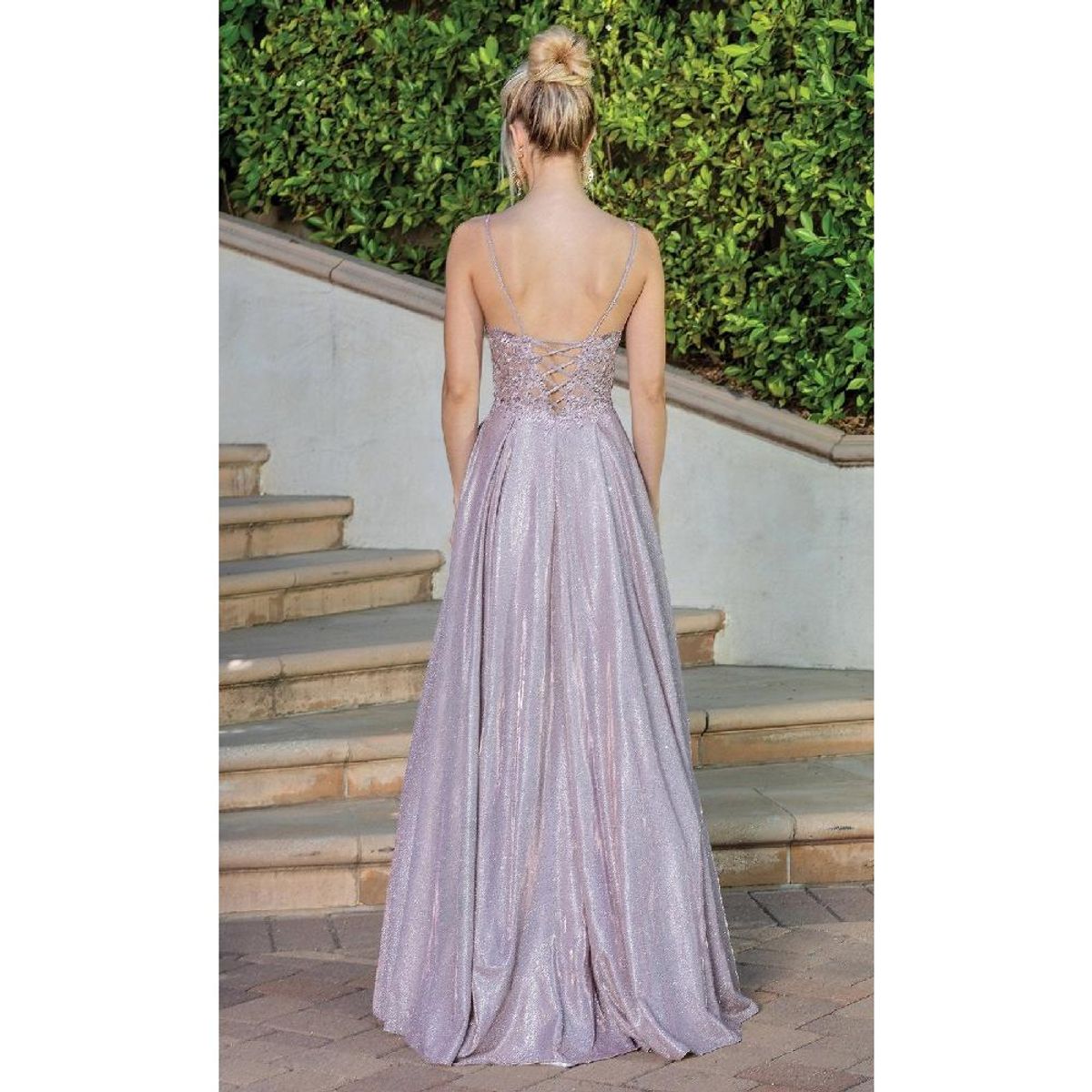 UNIQUE - VESTIDO DE FIESTA LARGO L4261 ROSADO - Rosa