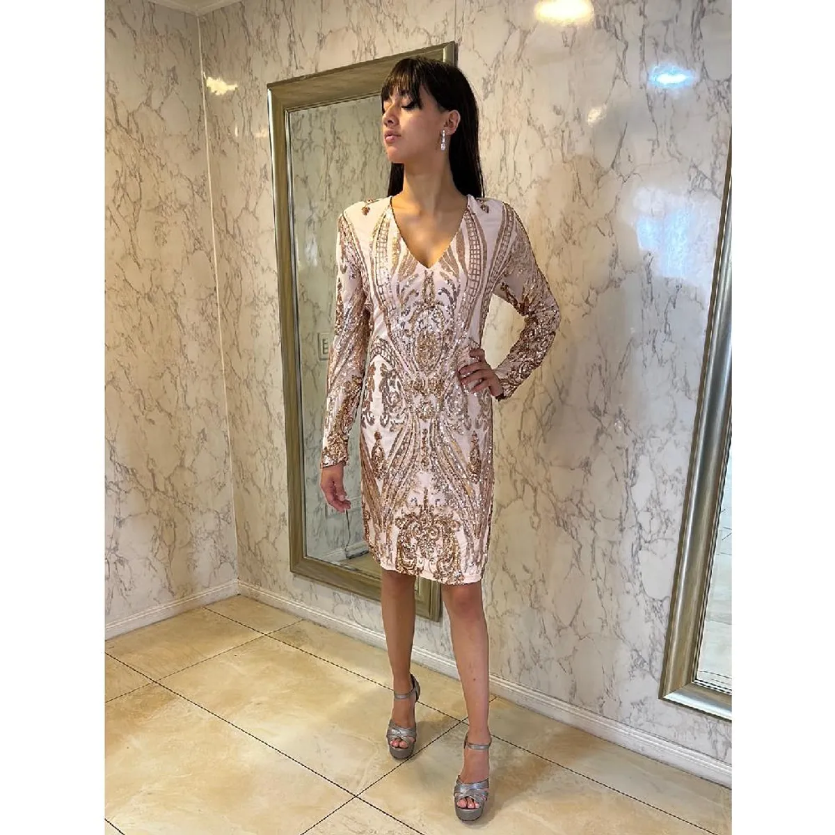 UNIQUE - VESTIDO MEDIO MP1033 - Granate