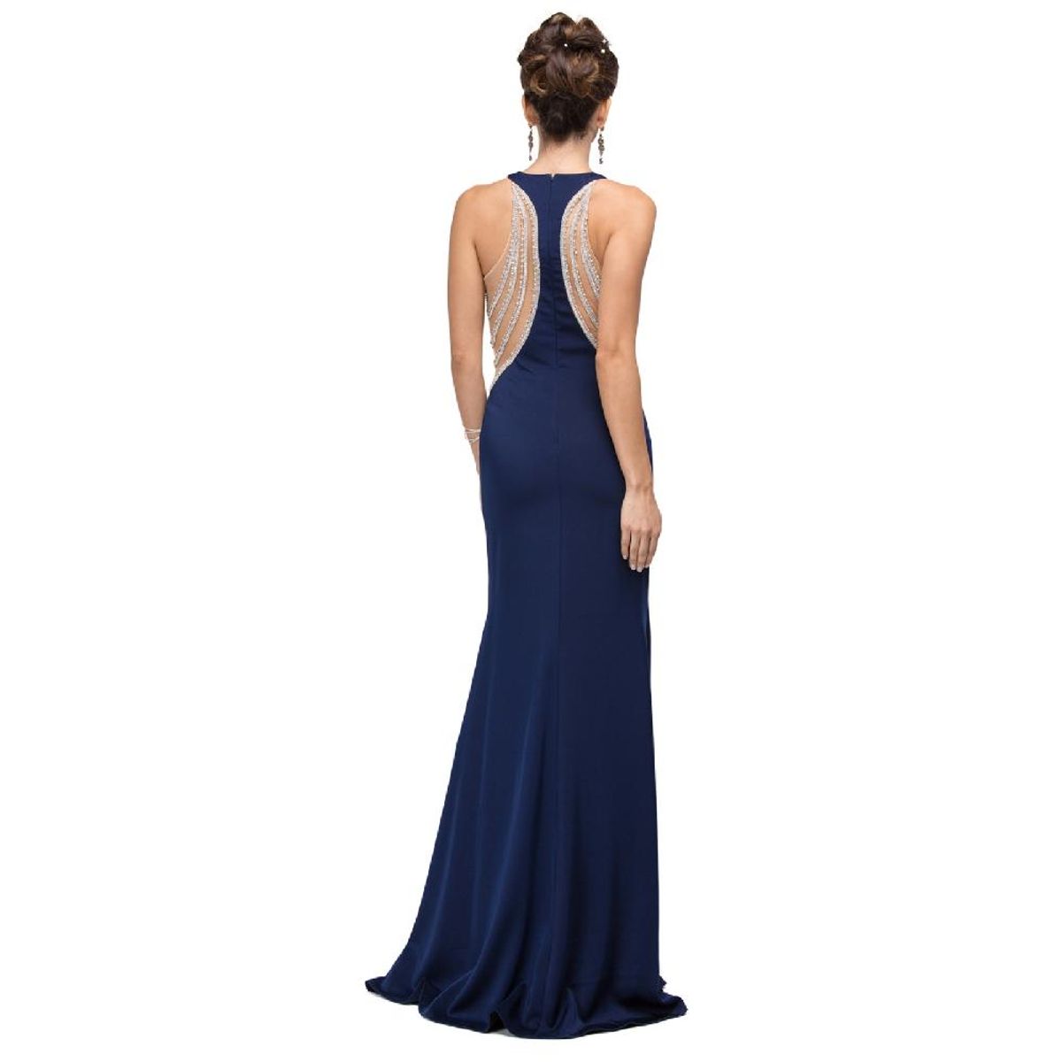 UNIQUE - VESTIDO LARGO L9746 AZUL MARINO - Azul