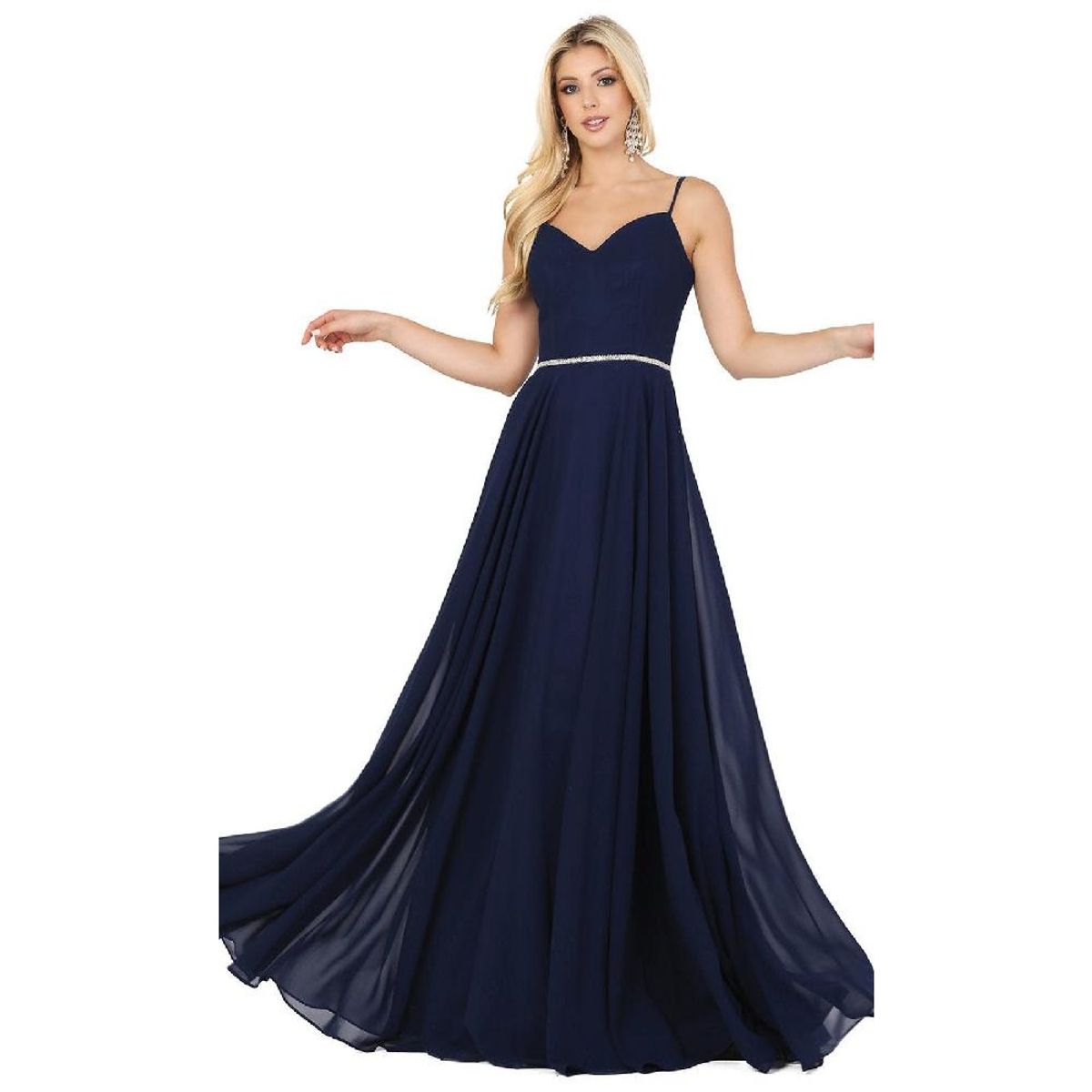 UNIQUE - VESTIDO LARGO L4030 AZUL MARINO - Azul Marino