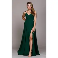 UNIQUE - VESTIDO LARGO L477 VERDE ESMERALDA - Esmeralda