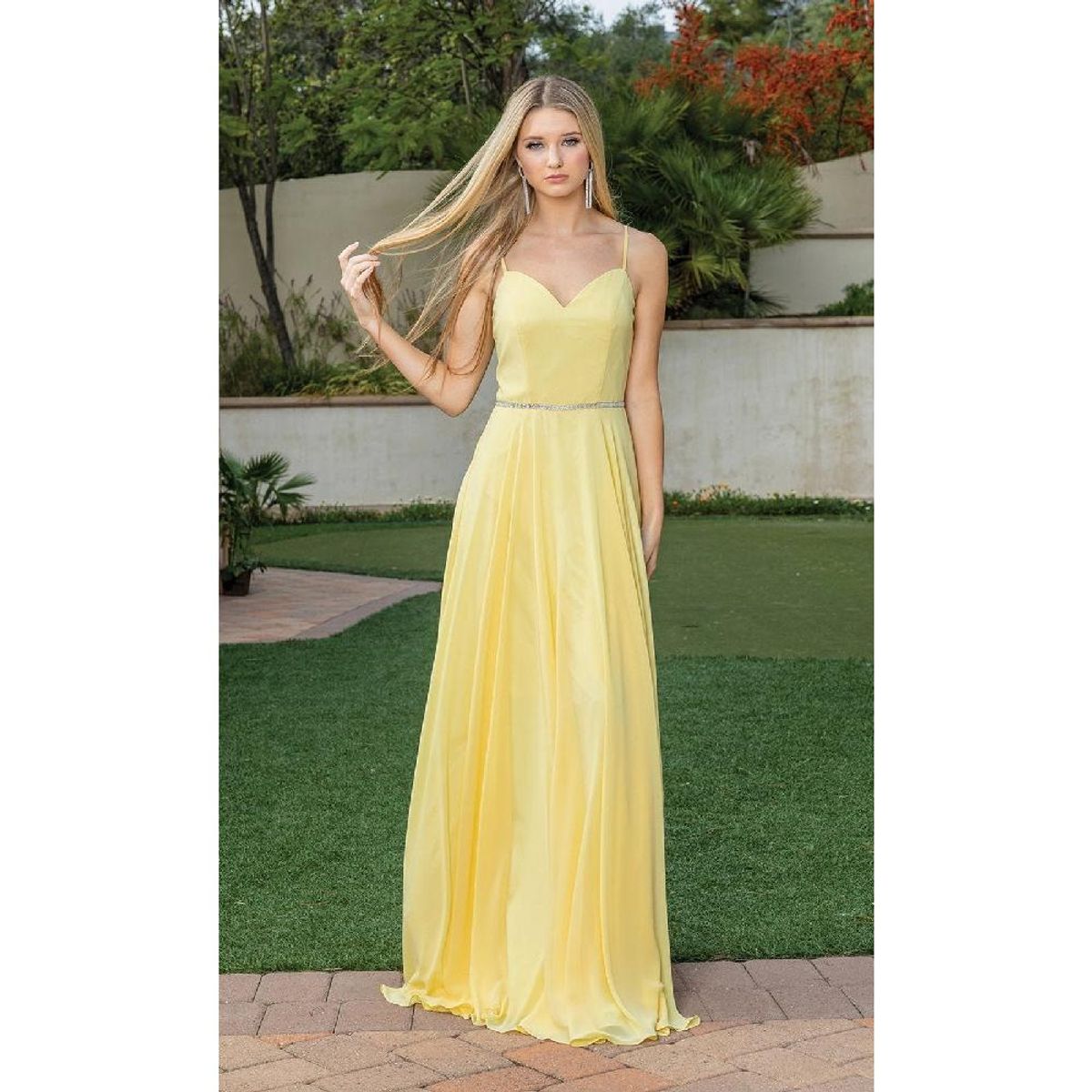 UNIQUE - VESTIDO LARGO L4030 AMARILLO - Amarillo