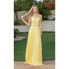 UNIQUE - VESTIDO LARGO L4030 AMARILLO - Amarillo