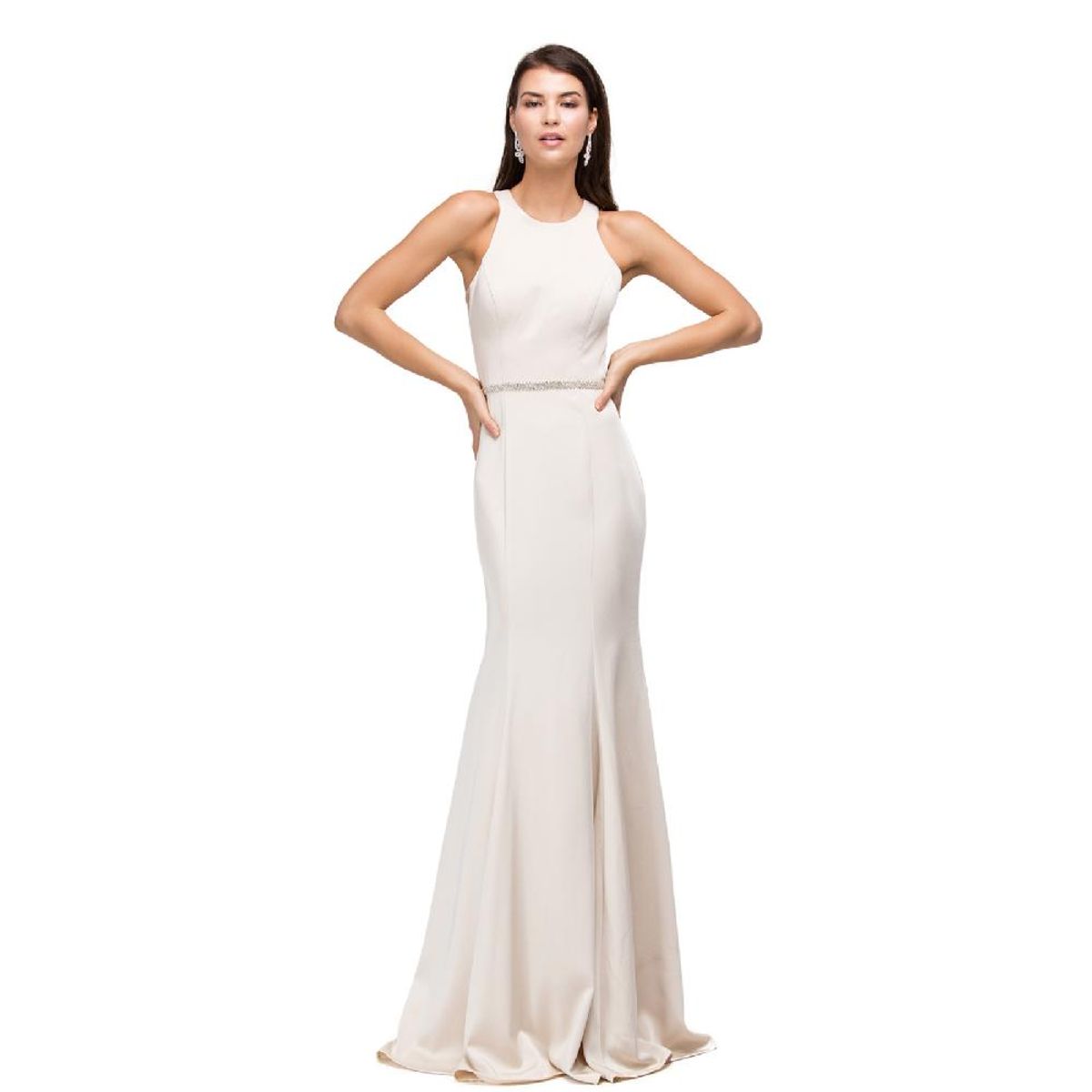 UNIQUE - VESTIDO LARGO L9757 CHAMPAGNE - Champana