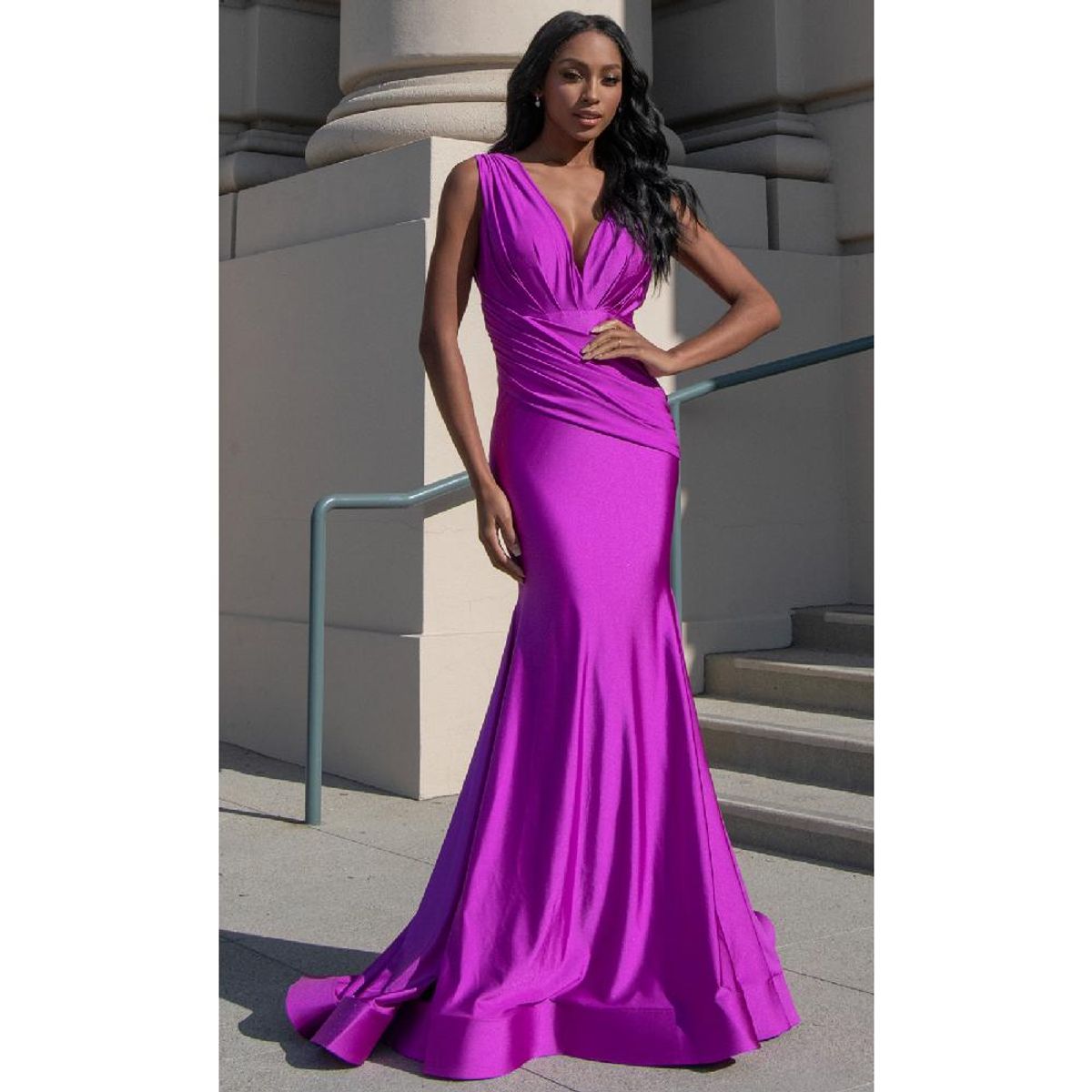 UNIQUE - VESTIDO LARGO L370 MAGENTA - Magenta