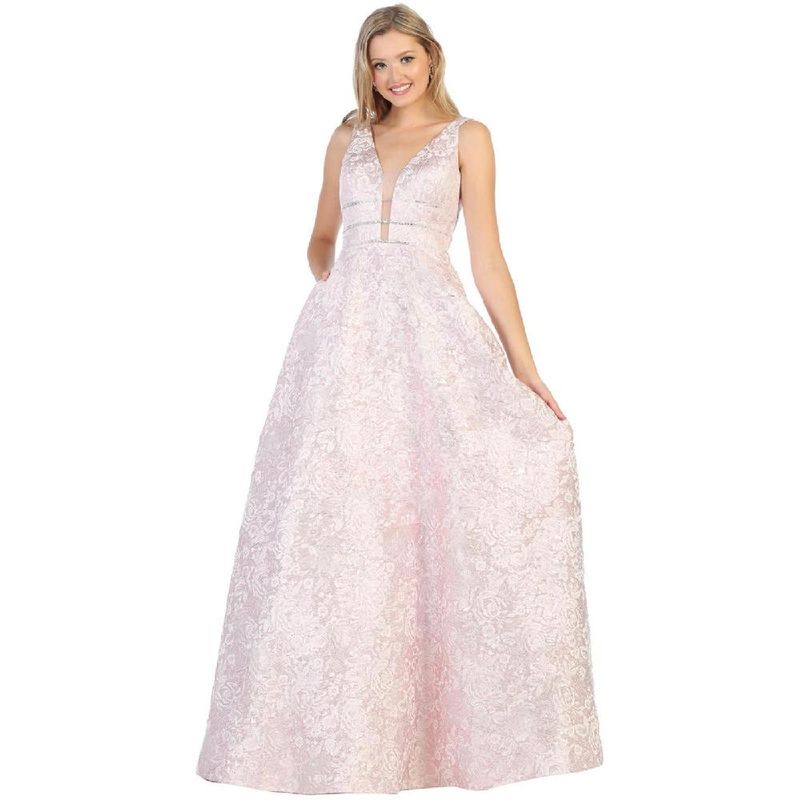 UNIQUE - VESTIDO LARGO L7787 ROSADO - Rosa