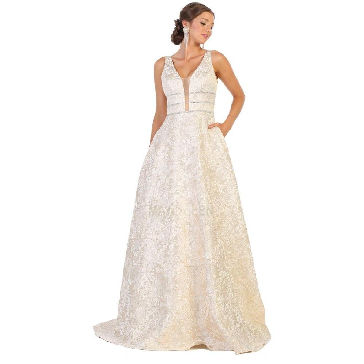 UNIQUE - VESTIDO LARGO L7787 ROSADO - Rosa