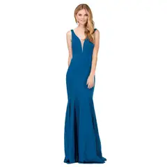 UNIQUE - VESTIDO LARGO L2186 AZUL - Azul