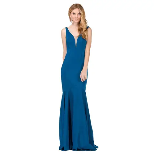 UNIQUE - VESTIDO LARGO L2186 AZUL - Azul