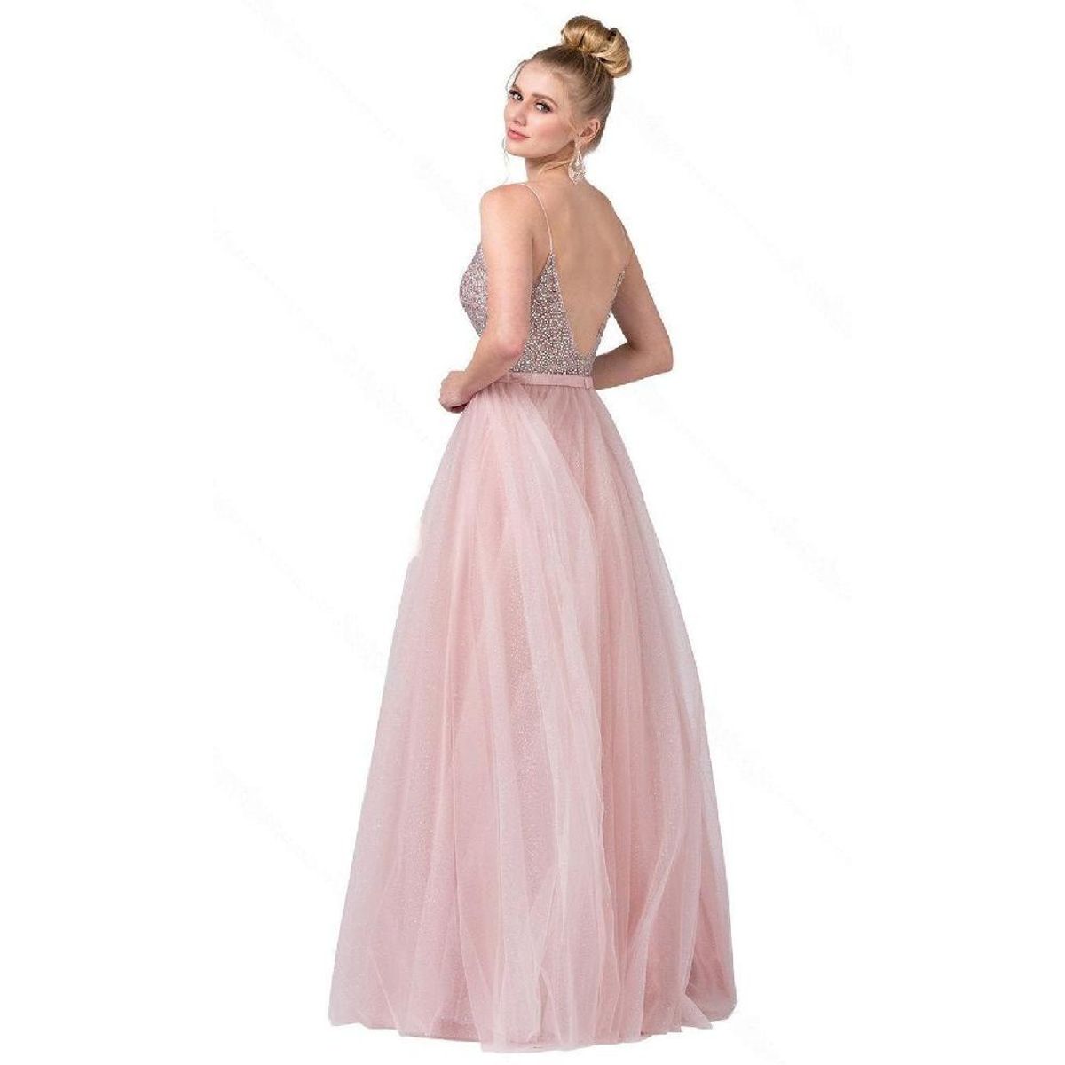 UNIQUE - VESTIDO LARGO L2644 ROSADO - Rosa