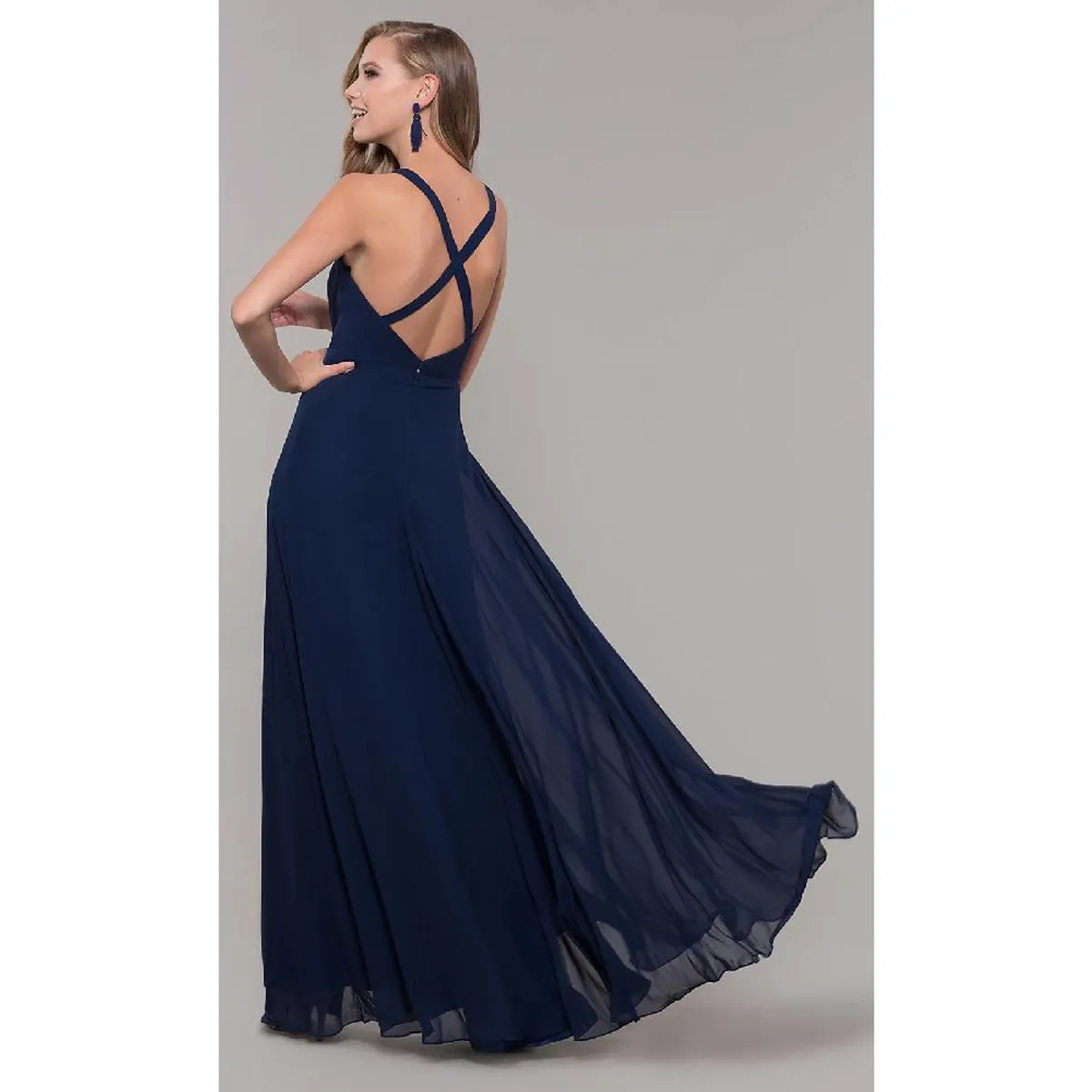 UNIQUE - VESTIDO LARGO L2541 AZUL - Azul