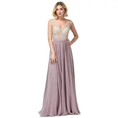 UNIQUE - VESTIDO LARGO L2569 PALO ROSA - Palo Rosa
