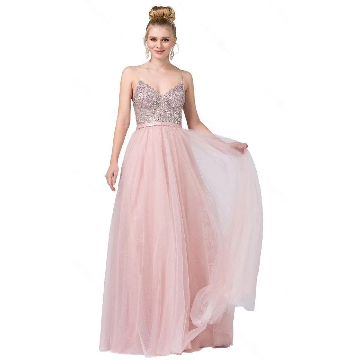 UNIQUE - VESTIDO LARGO L2644 ROSADO - Rosa