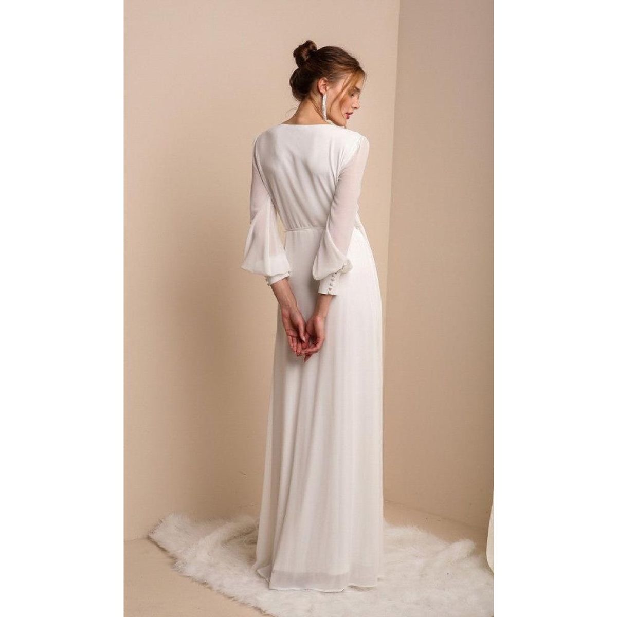 UNIQUE - VESTIDO LARGO L19108 BLANCO - Blanco